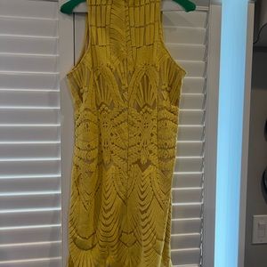 Tea and cup yellow lace dress